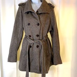 Torrid Sz 1 Gray Houndstooth Belted Coat